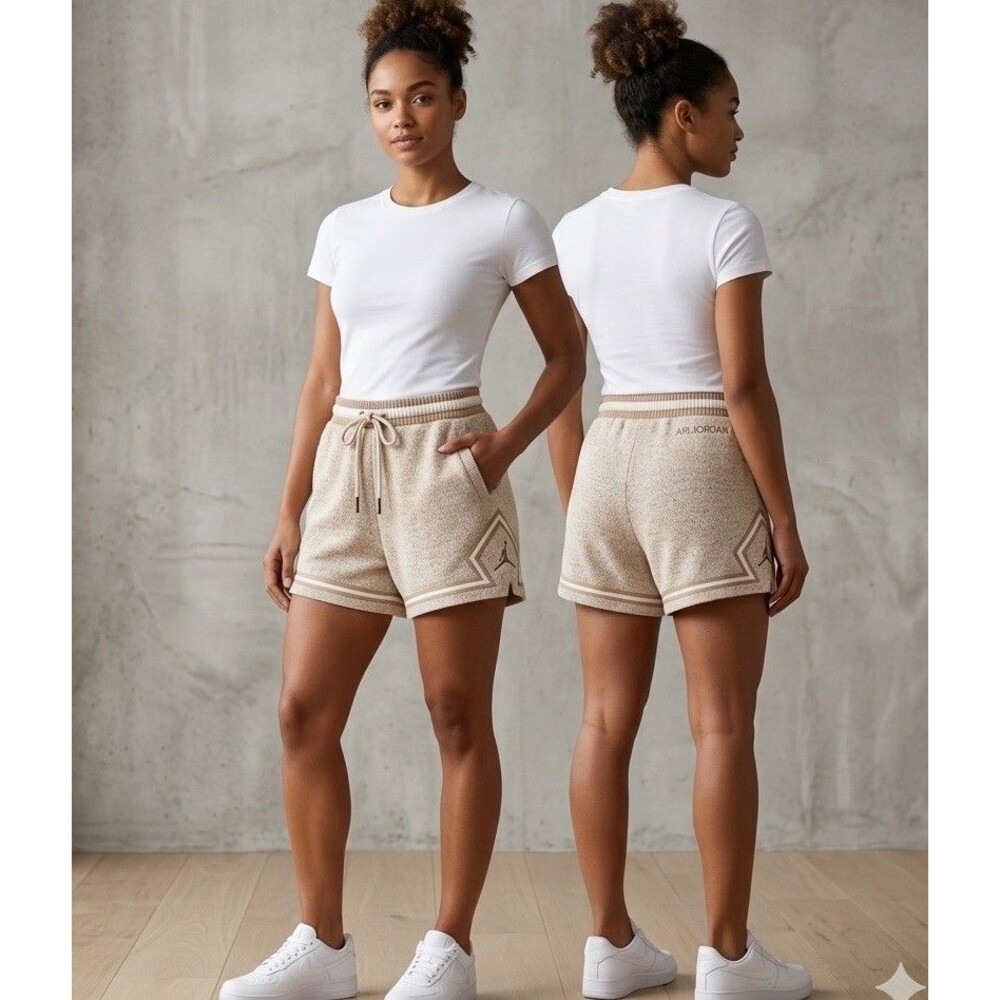 Women's Air Jordan Premium Knit Shorts in the "Sail" colorway